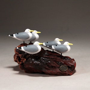 Seagull Figurine Decor Sculpture by John Perry FLOCK 6in long Statue