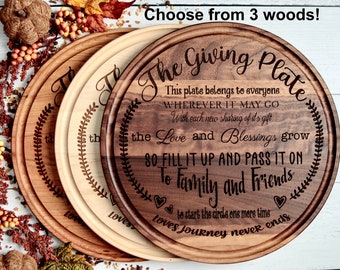The Giving Plate, Circle of Giving, Holiday Gifting, Sharing Platter, Wedding Gift, Solid Wood, Baker Gift, Easter Hostess Gift