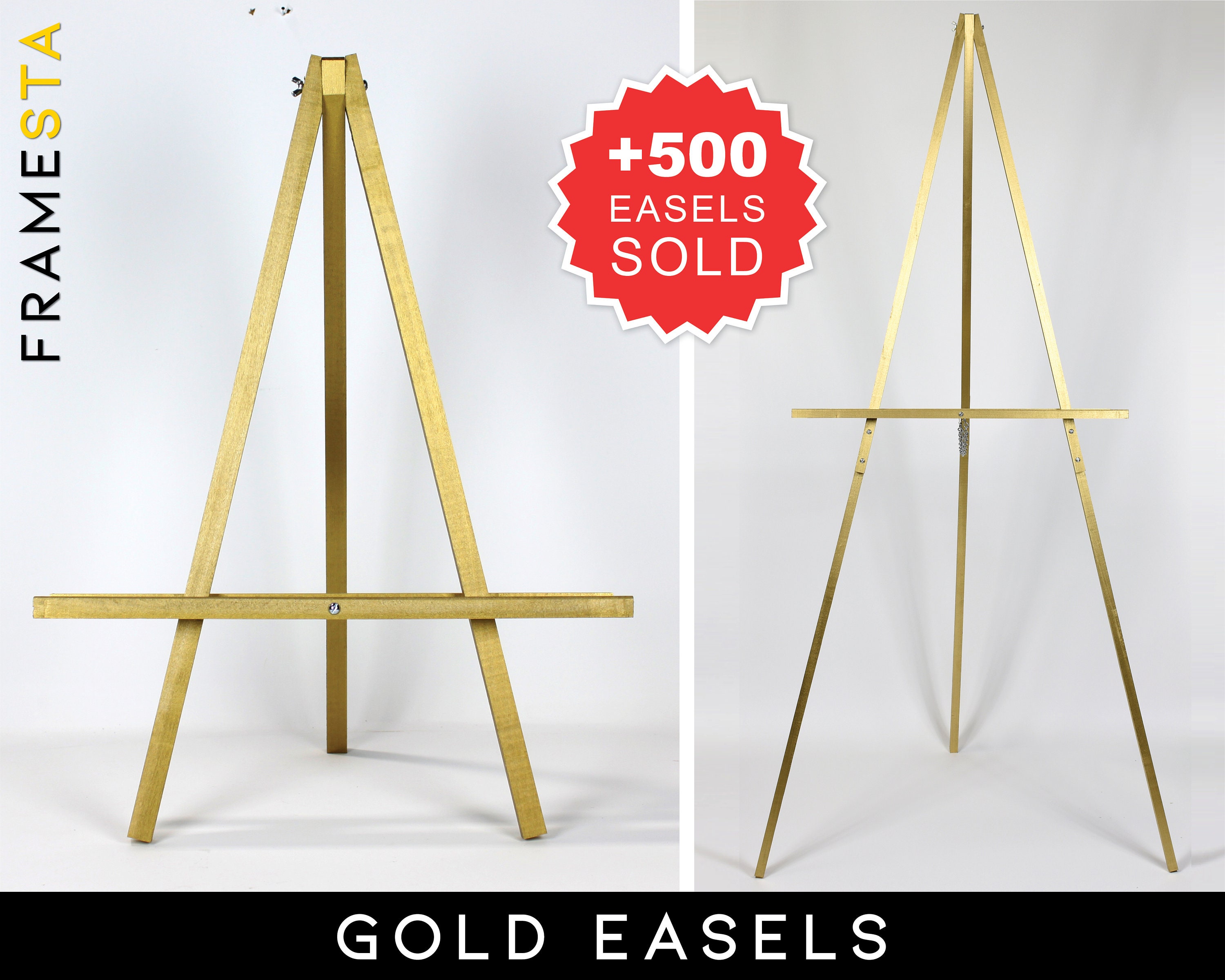 65 Gold Floor Easel 25 Gold Tabletop Easel Etsy
