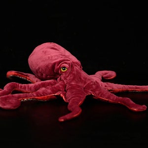 Animal De Peluche De Pulpo Grande Poli El Pulpo Aqua Grey Etsy