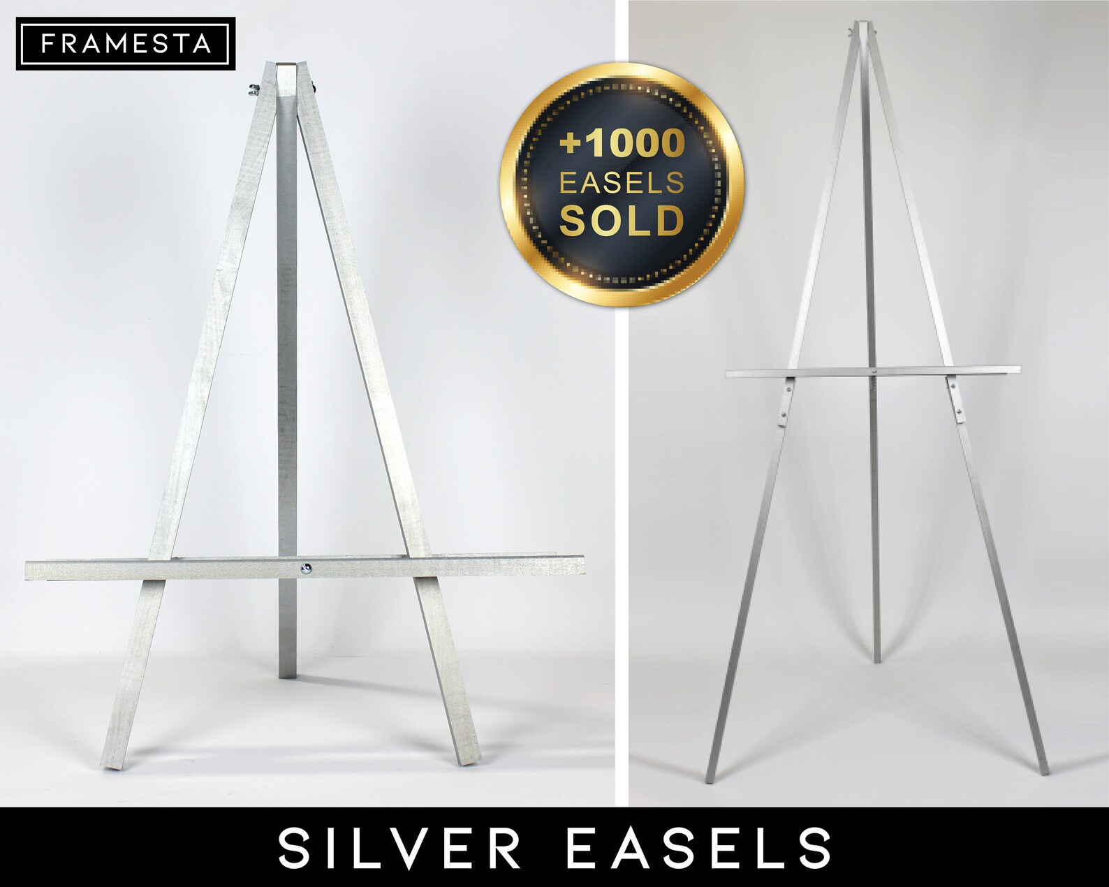 65 Silver Floor Easel 25 Silver Tabletop Easel Etsy
