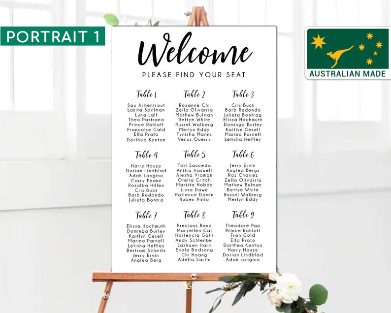 Minimalist Wedding Seating Chart Printed Shipped Wedding Seating Plan Wedding Sign Seating Planner Seating Sign