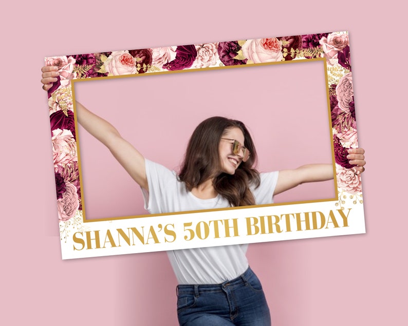 50th Birthday Party Photo Booth Prop Frame Sign Etsy