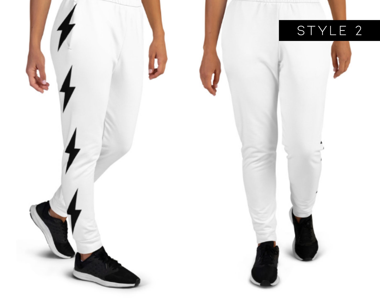Black White Lightning Bolt Sweatpants Joggers Etsy