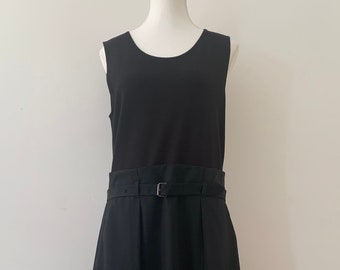 Saba vintage black stylish corporate dress | office dress | belted black dress | event dress | woollen dress | designer vintage dress