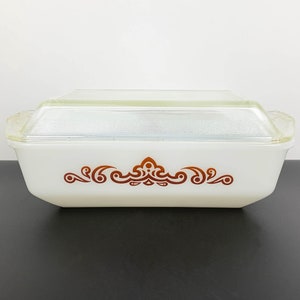 Fuente para hornear rectangular con tapa Pyrex Royal Garland, poco común / Pyrex australiano vintage / Cazuela rectangular Pyrex / Pyrex de edición limitada