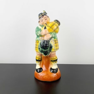 carafe de collection vintage écossaise | Petite carafe à décanter écossaise avec cornemuse | articles de bar à collectionner