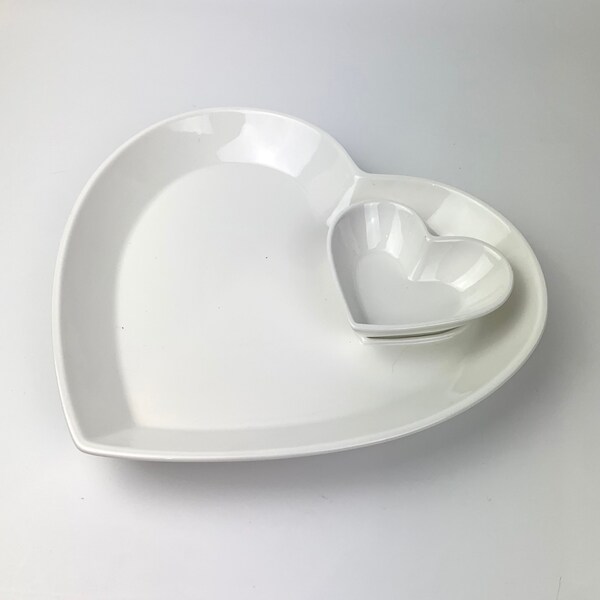 Marie Claire Paris heart shape dip platter | heart shape serving plate | high tea serving dish | tea party platter | Engagement gift