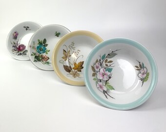 Glo White Alfred Meakin Bowls: Mismatched Floral China Set