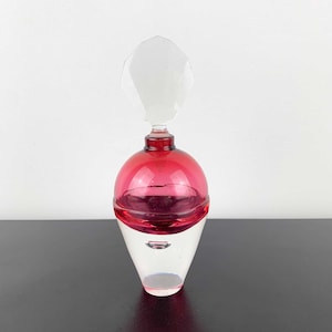 Michael Hook Art Glass Perfume Bottle: Controlled Bubble Detail, Faceted Dauber
