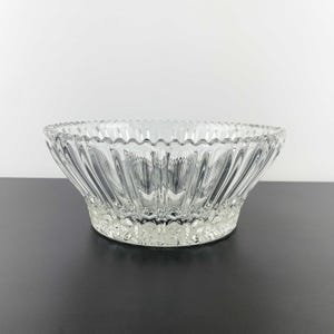 Zajecar Crystal Bowl: Heavy Fluted Glass Centerpiece with Sawtooth Rim