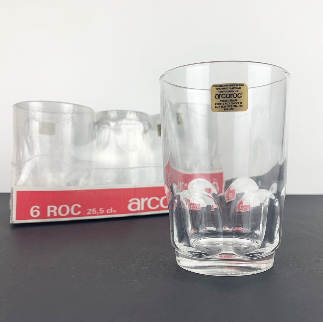 Arcoroc France Thumbprint Water Tumblers | Juice Glasses | Set of 6 ...