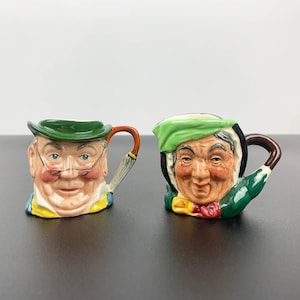 Set of 2 Royal Doulton and SylvaC miniature character jugs Sairey Gamp character jug Mr Pickwick character jug | collectible miniature jugs