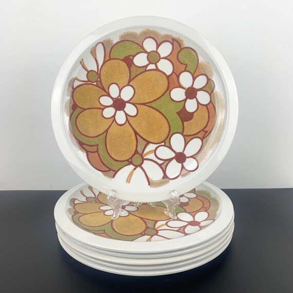 Bessemer Australia Melamine Retro Dinner Plates Rare Bessemer Beige Floral Dinner Plates Picnicware Camping Bbq Picnic Plates Etsy UK