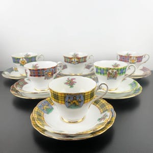 Royal Standard Bonnie Scotland Trios: Scottish Clan Crest en Tartan-theekopjes