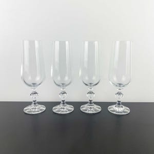 Bohemia Crystal &#39;Claudia&#39; champagne flute set of 4 | Bohemia Crystal champagne glasses | Elegant faceted ball stem flute