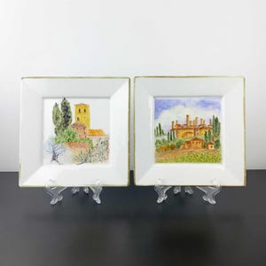Hand painted Italian scenic collectible wall plates | Donato Italy hand painted plate | Italian collectible picture plate