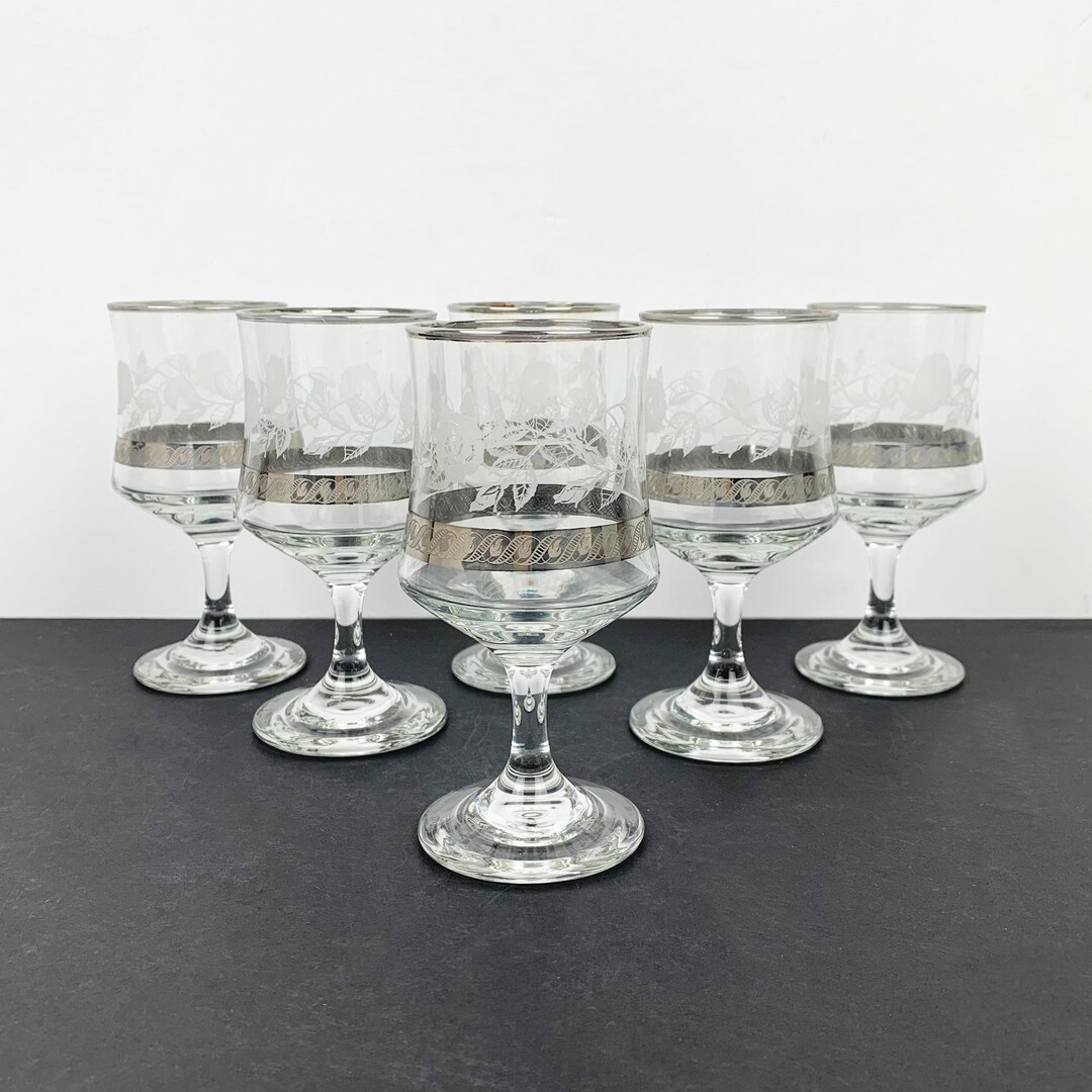 Set of 6 Dema 'silver Rose' Wine Glasses in Original Etsy