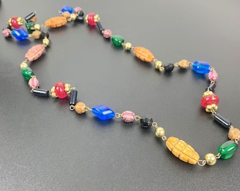 Colorful Plastic Bead Necklace: Multi-Shape Beaded Jewellery