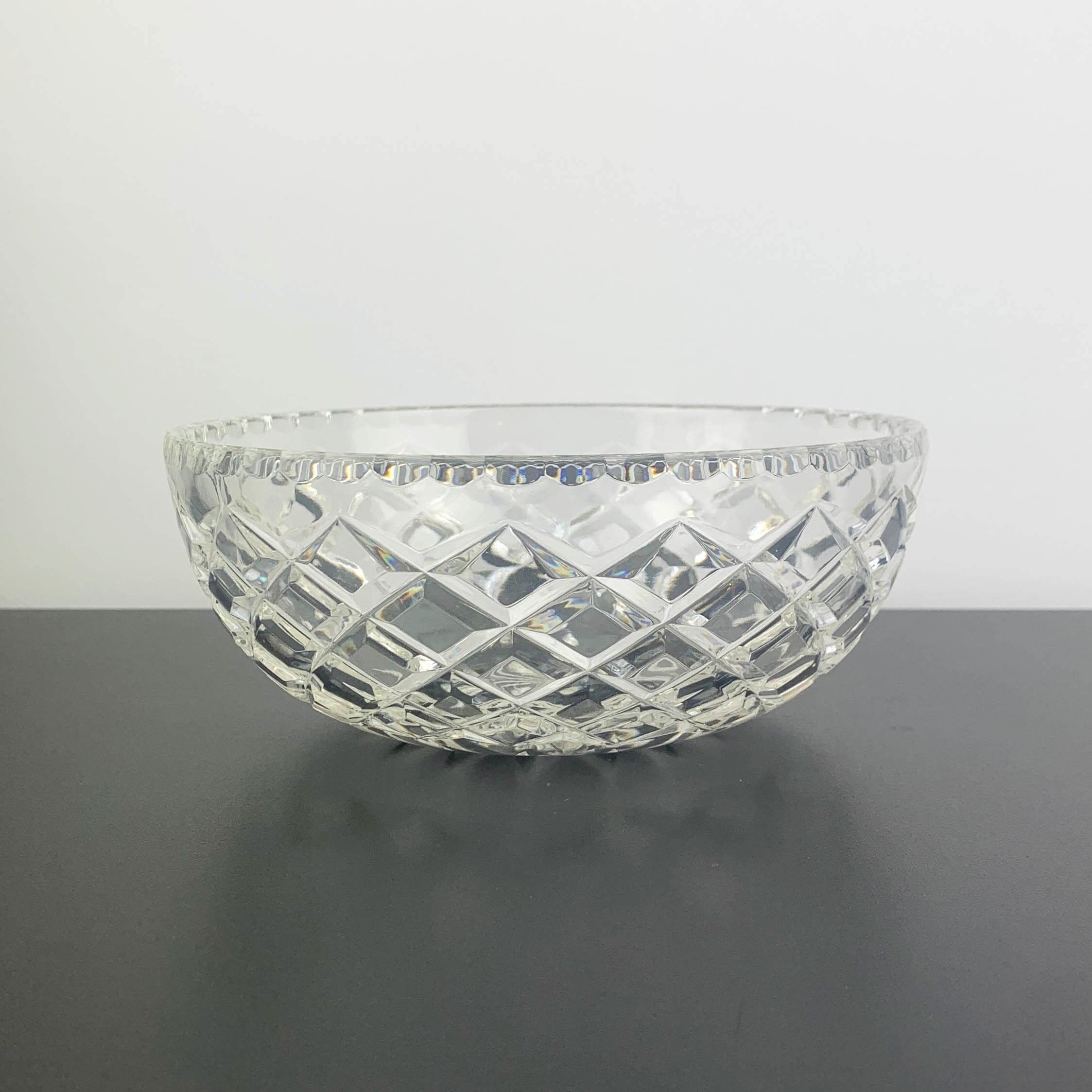 Bohemia Crystal Diamond Cut Traditional Salad Bowl: Vintage Czech