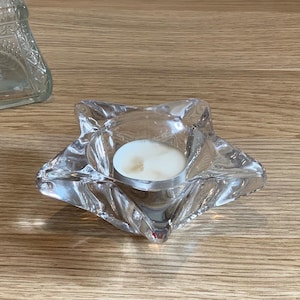 Vintage Star Shape Tealight Holder | glass star tea light holder | tea light decor | candle decor | candle vignette