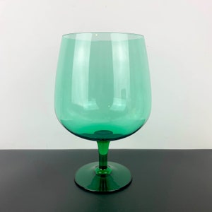 Extra Large Green Brandy Balloon Art glass | large green brandy balloon vase or centrepiece | decorative large stemmed glass