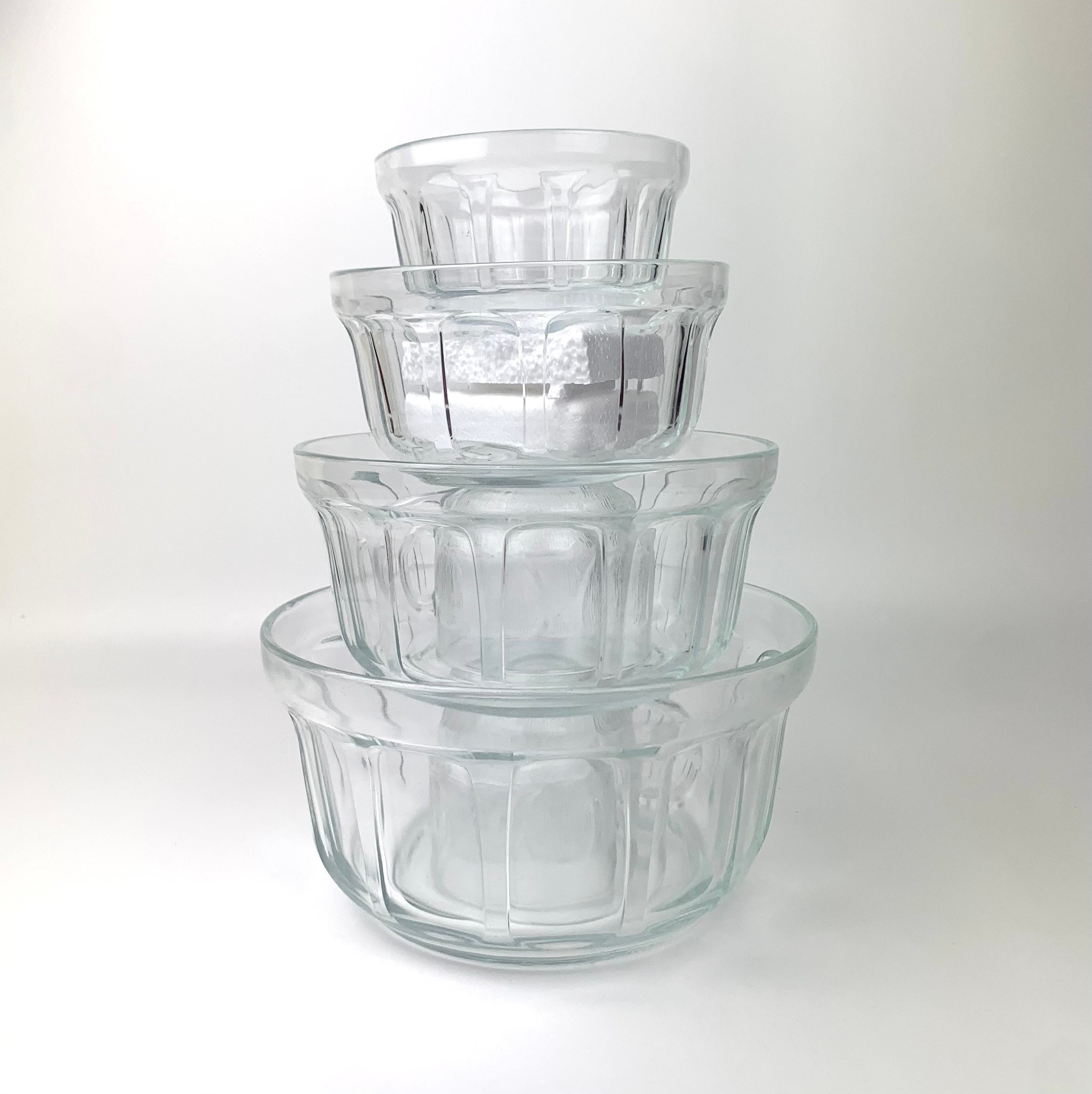 Duralex Lys Stackable Nesting Clear Glass Food Prep Mixing Bowls, 12 Piece  Set