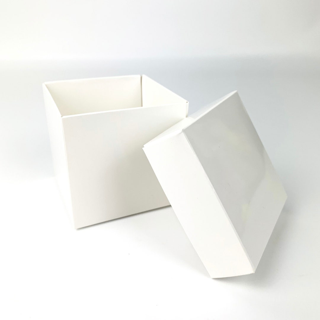 10 White Gloss Cardboard Boxes With Lids for Wedding Birthday Favours