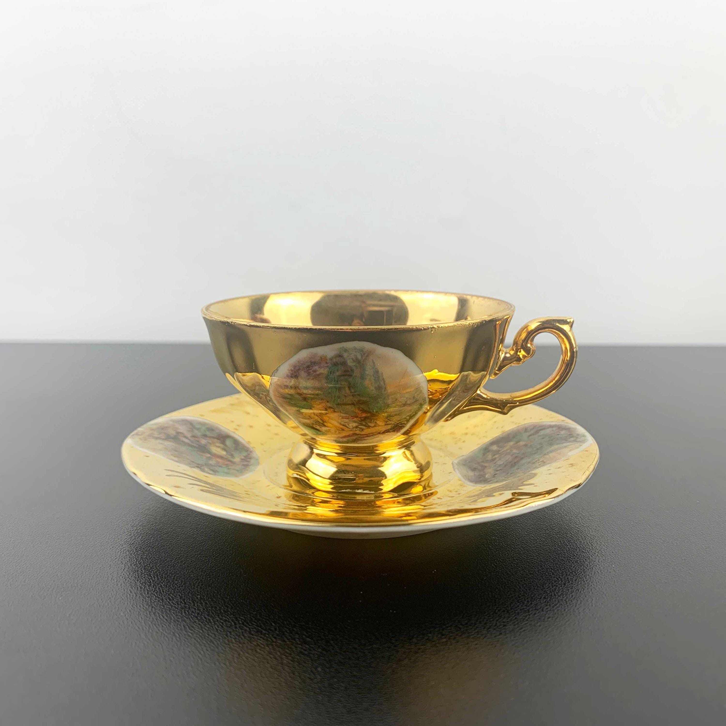 Antique Du-co Kunst Rehau Bavaria Gold Tea Cup and Saucer: Hand