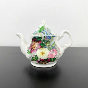 Miniature English china teapot | Baby teapot with pretty floral pattern | collectible miniature tea pot