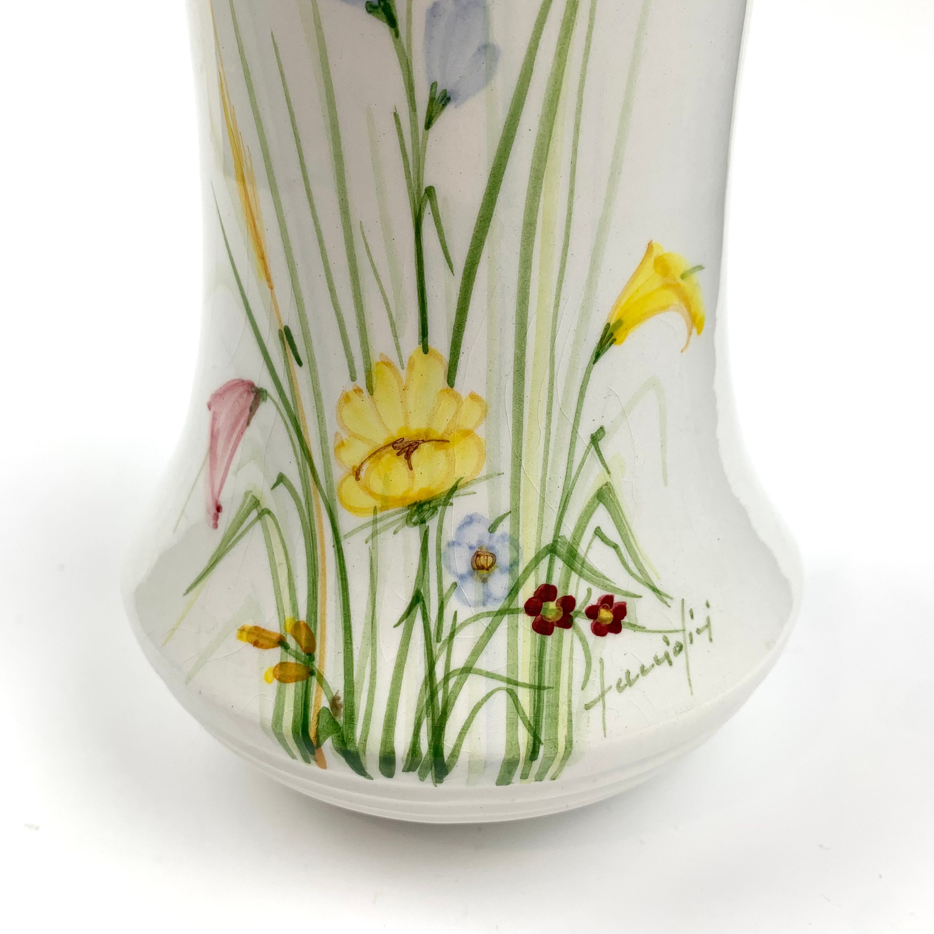 イタリア製品 手描き花柄陶器花瓶 イタリア製品 手描き花柄陶器花瓶