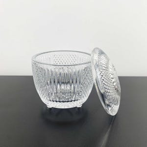 Diamond Pattern Glass Jar with Lid: Candy and Condiment Bowl