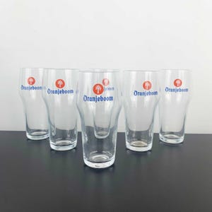 Oranjeboom Beer Glasses - Set of 6 - Dutch Advertising Tumblers
