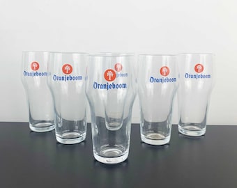 Oranjeboom Beer Glasses - Set of 6 - Dutch Advertising Tumblers