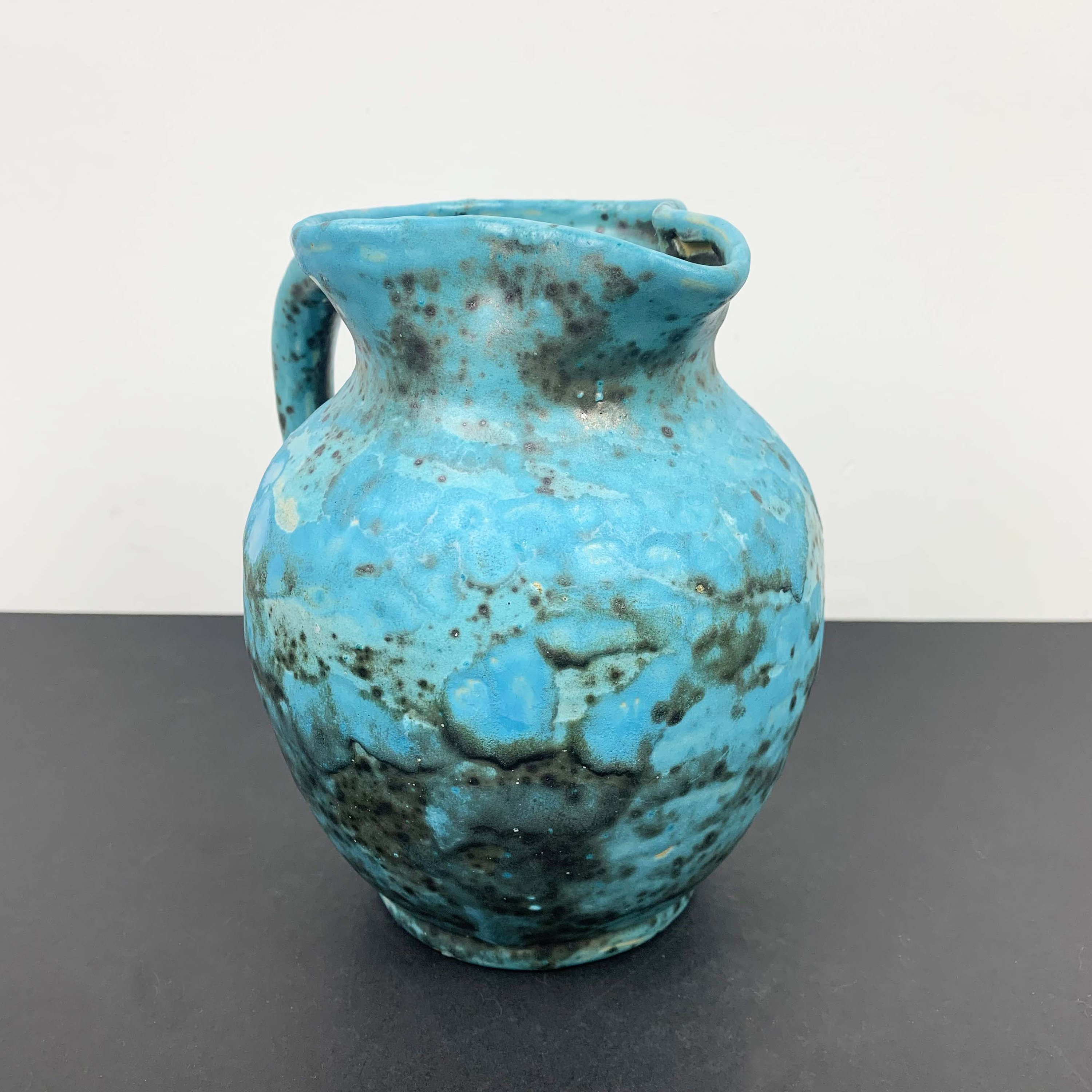 Australian Pottery Jug Rustic Aqua Blue Pottery Jug Signed Etsy