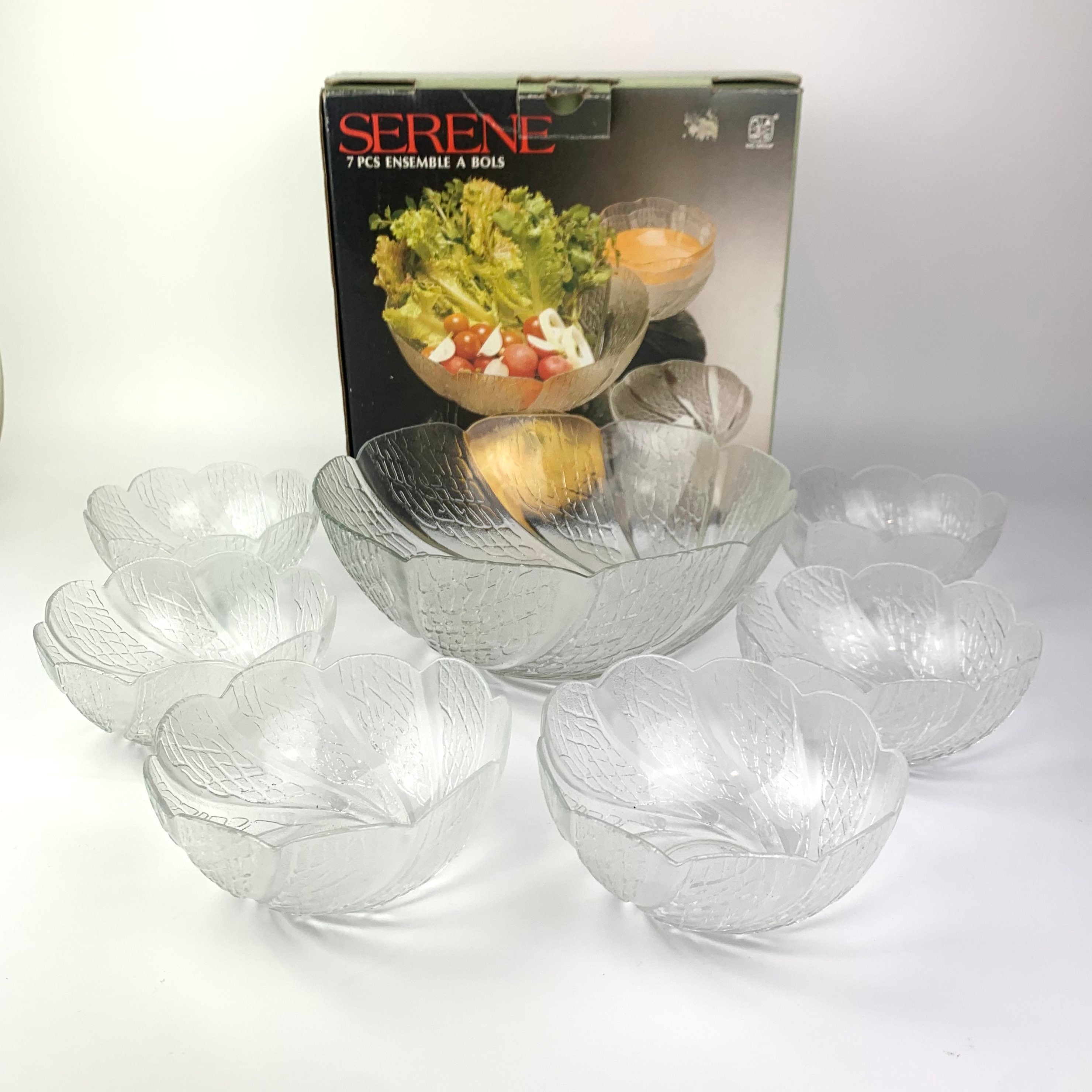 Glass salad bowl set hot sale