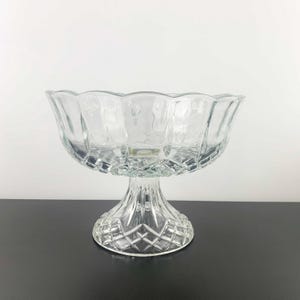 Large vintage crystal compote | Large glass pedestal bowl | Footed fruit bowl | Crystal pedestal centrepiece flower bowl