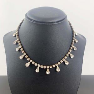Vintage Rhinestone Teardrop Necklace: Mid-Century Evening Jewellery