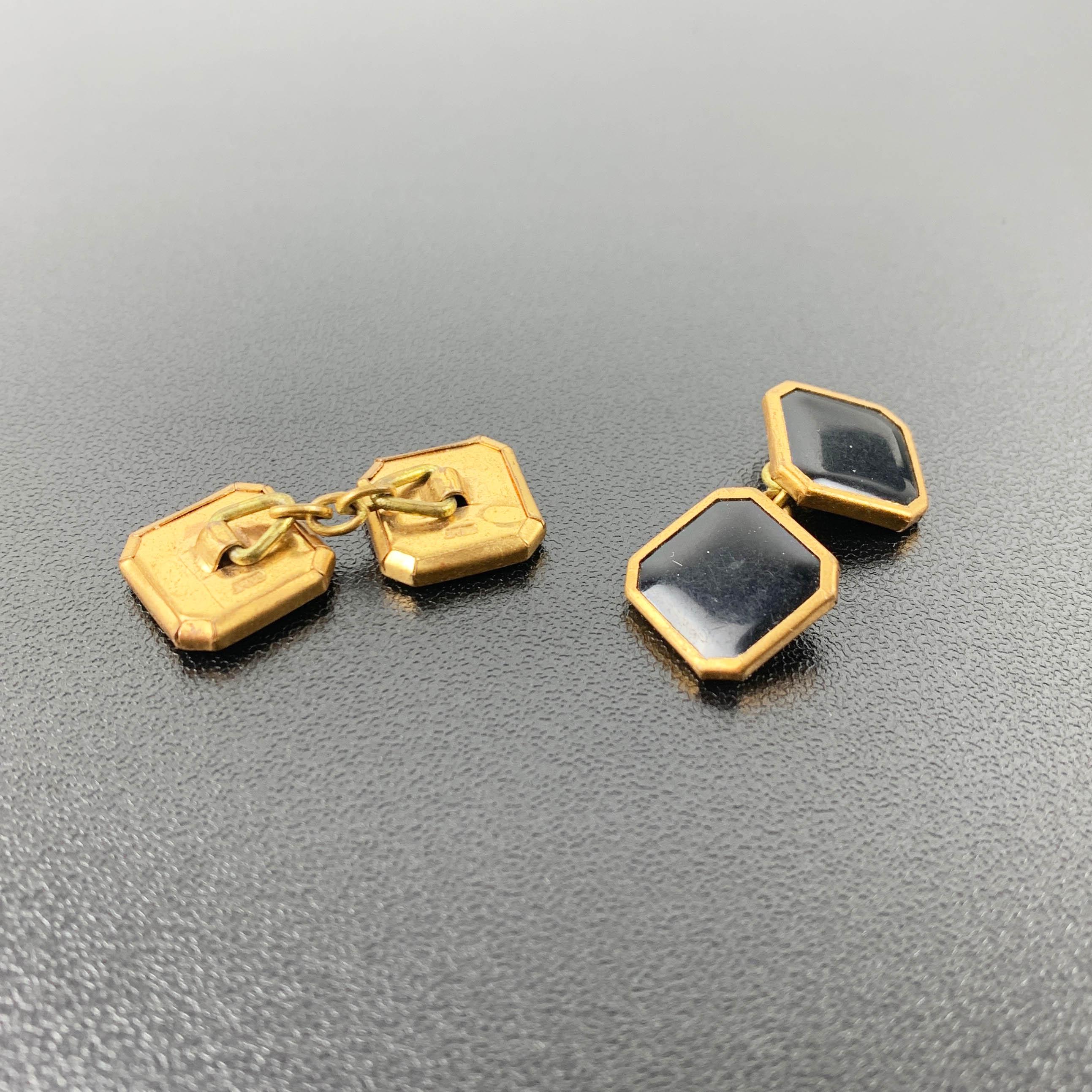 アールデコ調のカフスボタンとセータークリップセット：ヴィンテージ