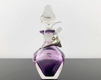 ヴィンテージの上品なエジプト吹きガラス香水瓶 紫と金の縁取り 7 