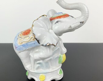 Vintage Circus Ceramic Decor: Clown Trinket Dish or Elephant Money Box