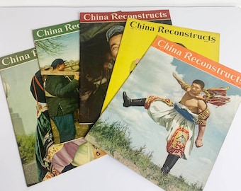 Rare historical political and propaganda magazines China Reconstructs | 1950's political publications Communist China