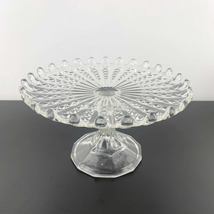 Art Deco Pressed Glass Cake Stand: Samuel Reich & Co Bohemian Pedestal Plate