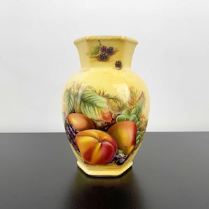 Aynsley Orchard Gold Small Vase: Chelford Fruit Design - Rim Crack