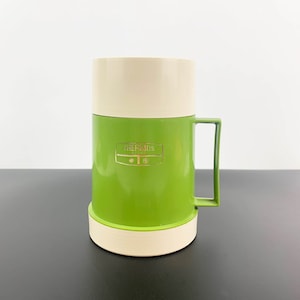 Thermos England vintage green food or drink thermos with handle | mid century thermos | collectible thermos | vacuum flask
