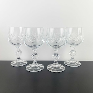 Ensemble de 4 verres à vin « Wellington » en cristal tchèque de Bohême | Verres à vin en cristal de Bohême | Verres à pied en cristal de collection
