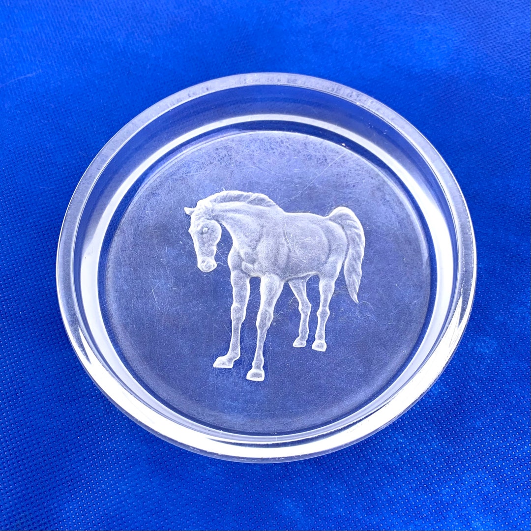 Horse Reverse Etched Glass Bottle Coaster Hoya Japan Horse Etsy
