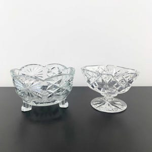 Set of small footed crystal bowls | Crystal candy bowls | Small crystal snack and condiment bowls | Collectible crystal