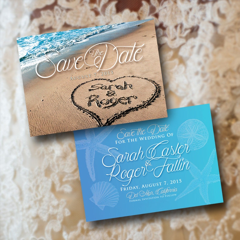 Save the Date 5x7 Card. PRINT SAMPLE Listing. Beach Blue Etsy