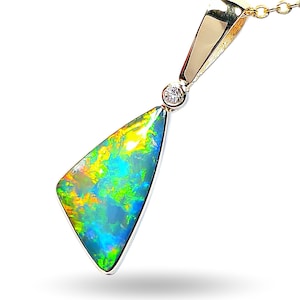 Surya&#39; Australischer Opal & Diamant Anhänger Seltener Edelstein Geschenk 9.8ct N73